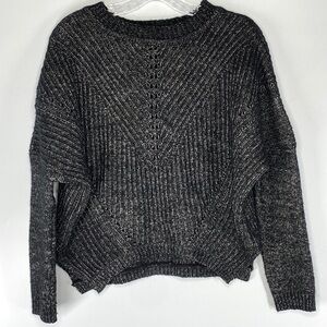 Kenneth Cole Charcoal Gray Black Knit Oversize Sweater Size Large Cotton Wool